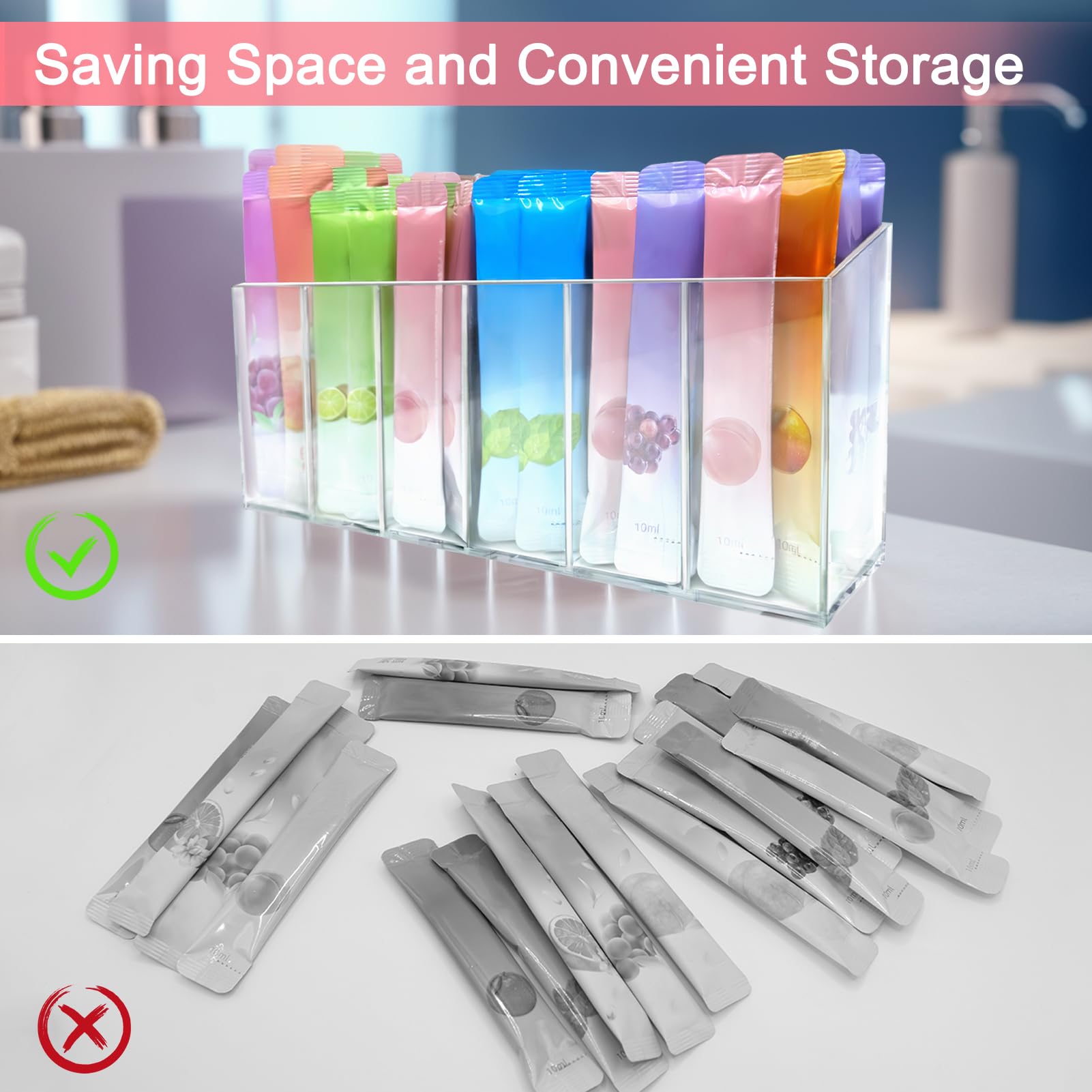 Beeurptnr drink packet organizer with removable dividers for flexible layouts