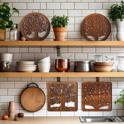 Beeveer trivet holder storage rack keeps trivets organized and accessible.