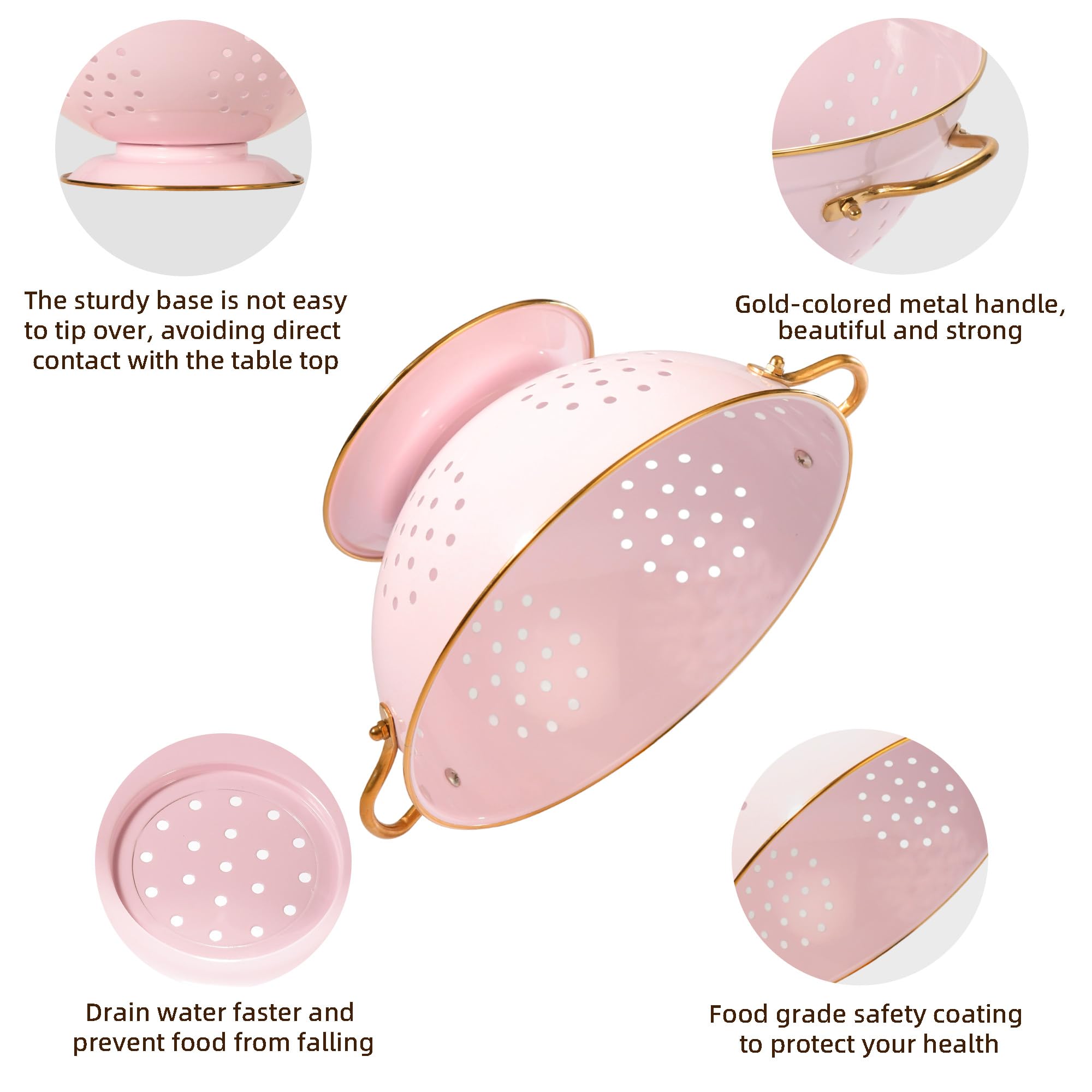 BeFare colander drain holes pink promote fast draining and airflow.
