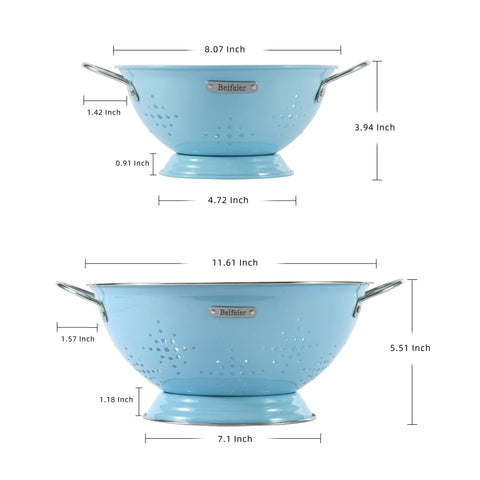 BeFare colander with riveted handles for secure grip during draining.