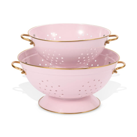 BeFare metal colander 3qt pink for quick vegetable rinsing.