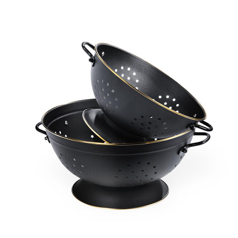BeFare metal colander 3qt top view, easy pasta draining and compact storage.