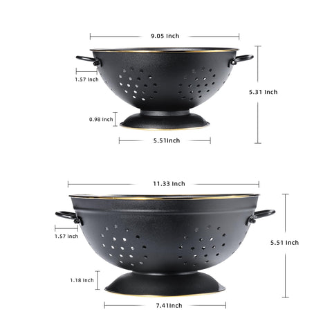 BeFare metal colander 5qt top view, versatile for larger batches.