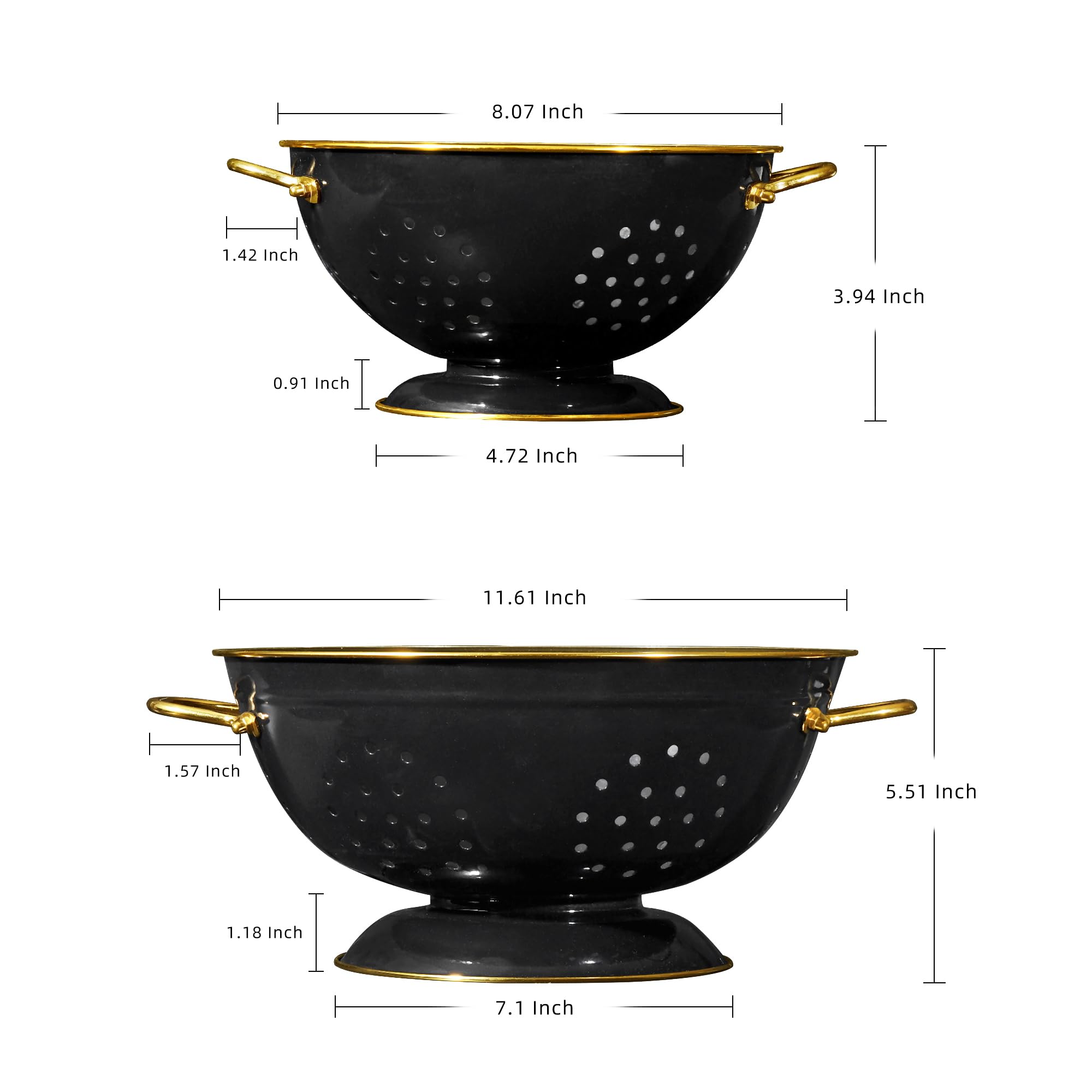 BeFare metal colander 5-quart glittery black, great for larger batches.