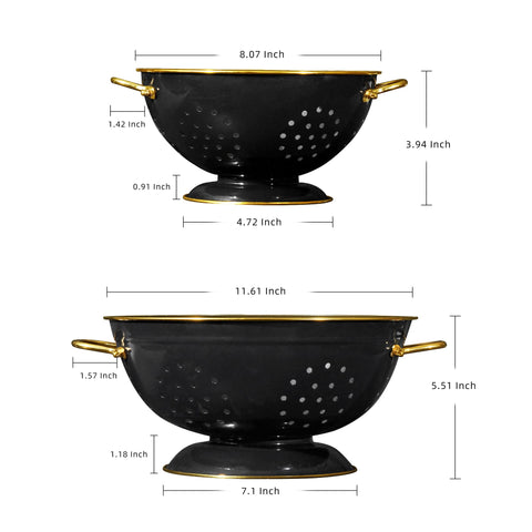 BeFare metal colander 5-quart glittery black, great for larger batches.
