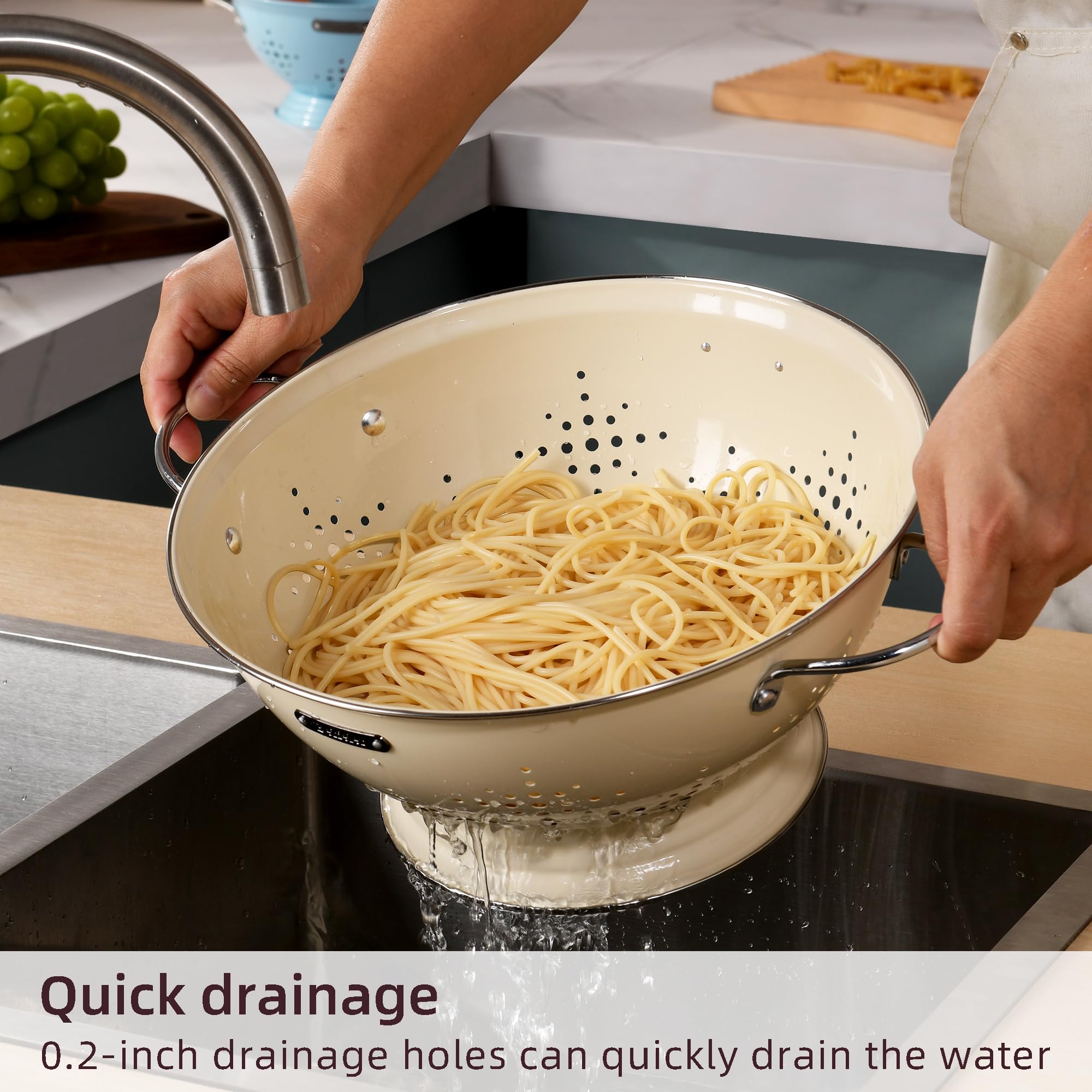 BeFare powder-coated colander finish resists rust for long-lasting performance