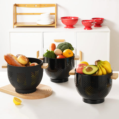 BeFare colander with vegetables demonstrates versatile draining for salad ingredients.