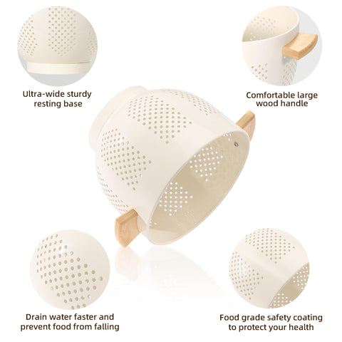 BeFare wooden handles stay cool and provide strong support during draining