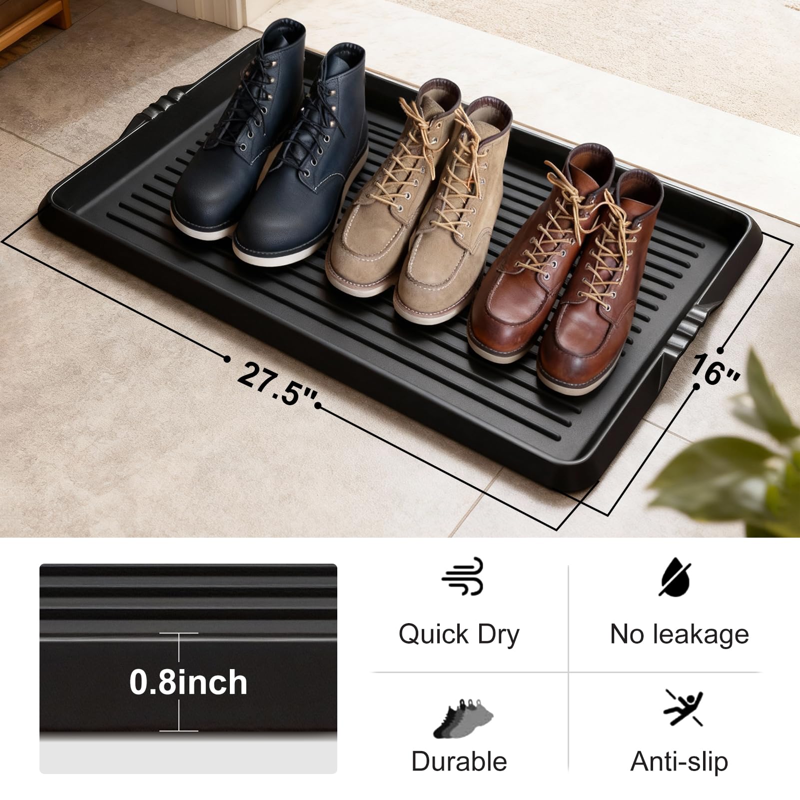BEHERO boot tray mat durable recycled rubber for daily use