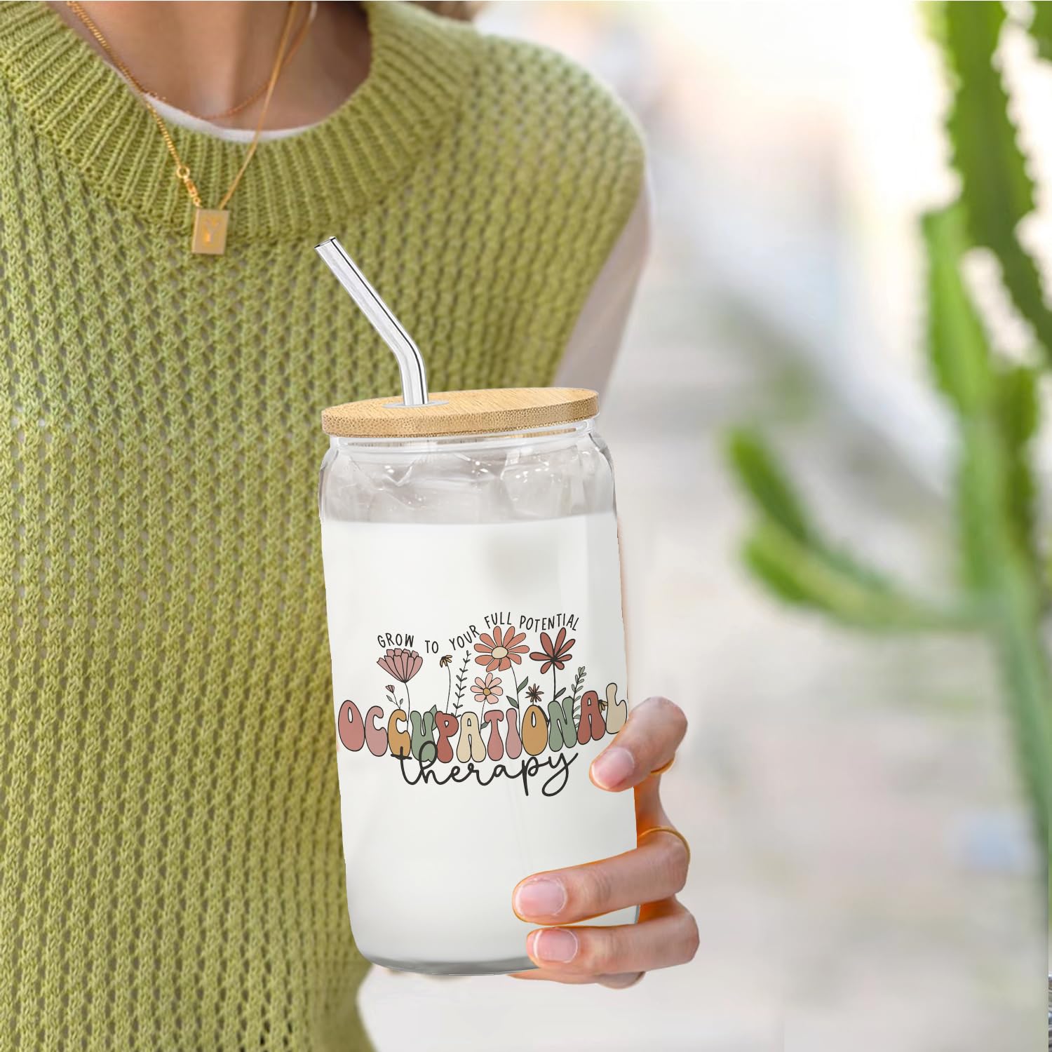 BEHIFL borosilicate glass iced coffee cup, lightweight and durable for daily use.