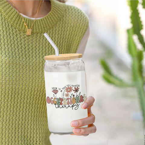 BEHIFL borosilicate glass iced coffee cup, lightweight and durable for daily use.