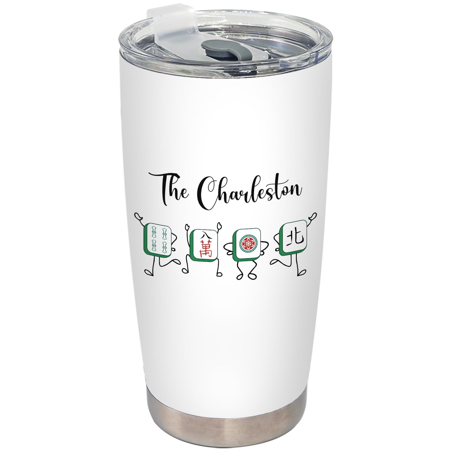 BEHIFL Chinese Mahjong tumbler with lid and straw enables spill-free sipping on the go