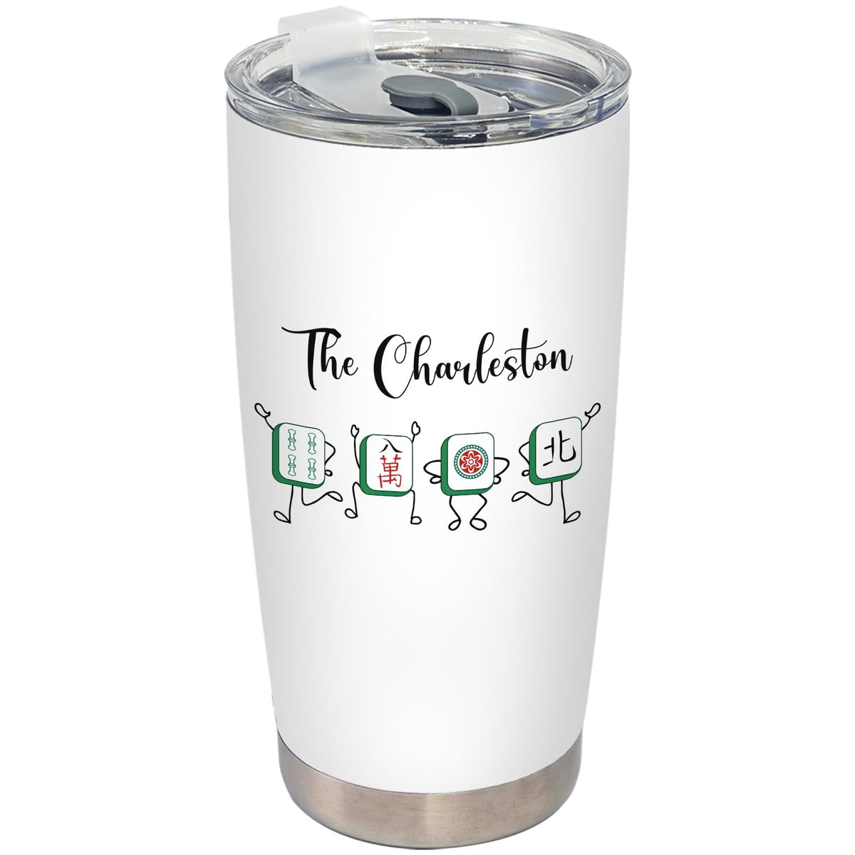 BEHIFL Chinese Mahjong tumbler with lid and straw enables spill-free sipping on the go