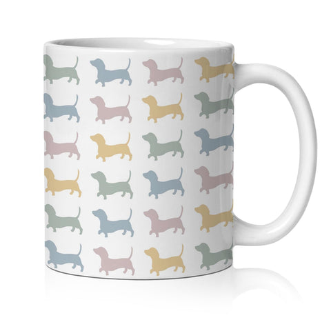 BEHIFL Colorful Dachshund Mug 11oz with vibrant print for daily coffee enjoyment.