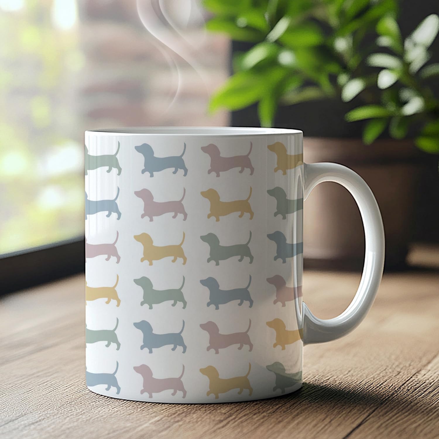 BEHIFL Dachshund mug comfortable handle for easy, one-handed grip.