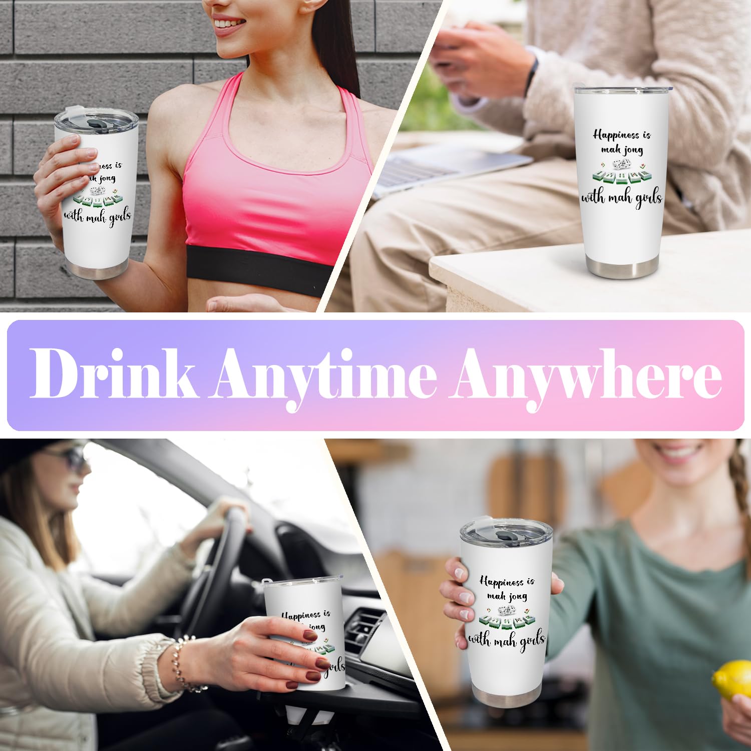 BEHIFL tumbler with double-wall insulation keeps drinks cold or hot.