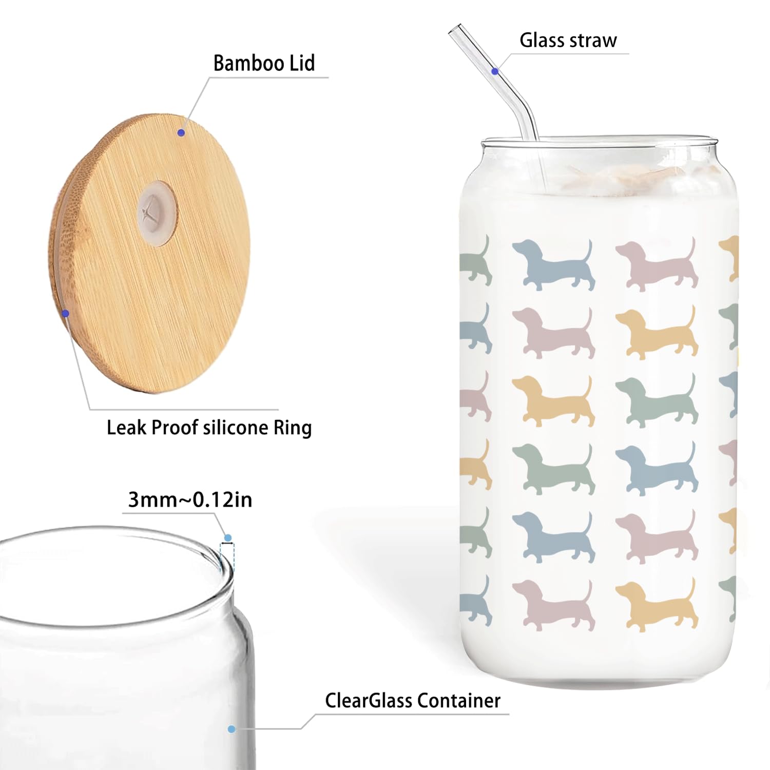 BEHIFL versatile glass cup for tea, coffee, or smoothies