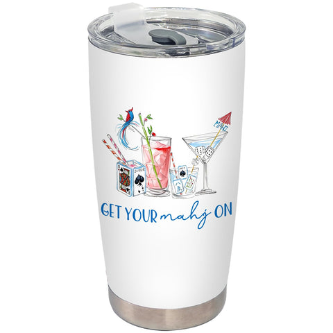 BEHIFL Mahjong Cocktail Tumbler with lid and straw for on-the-go hydration.