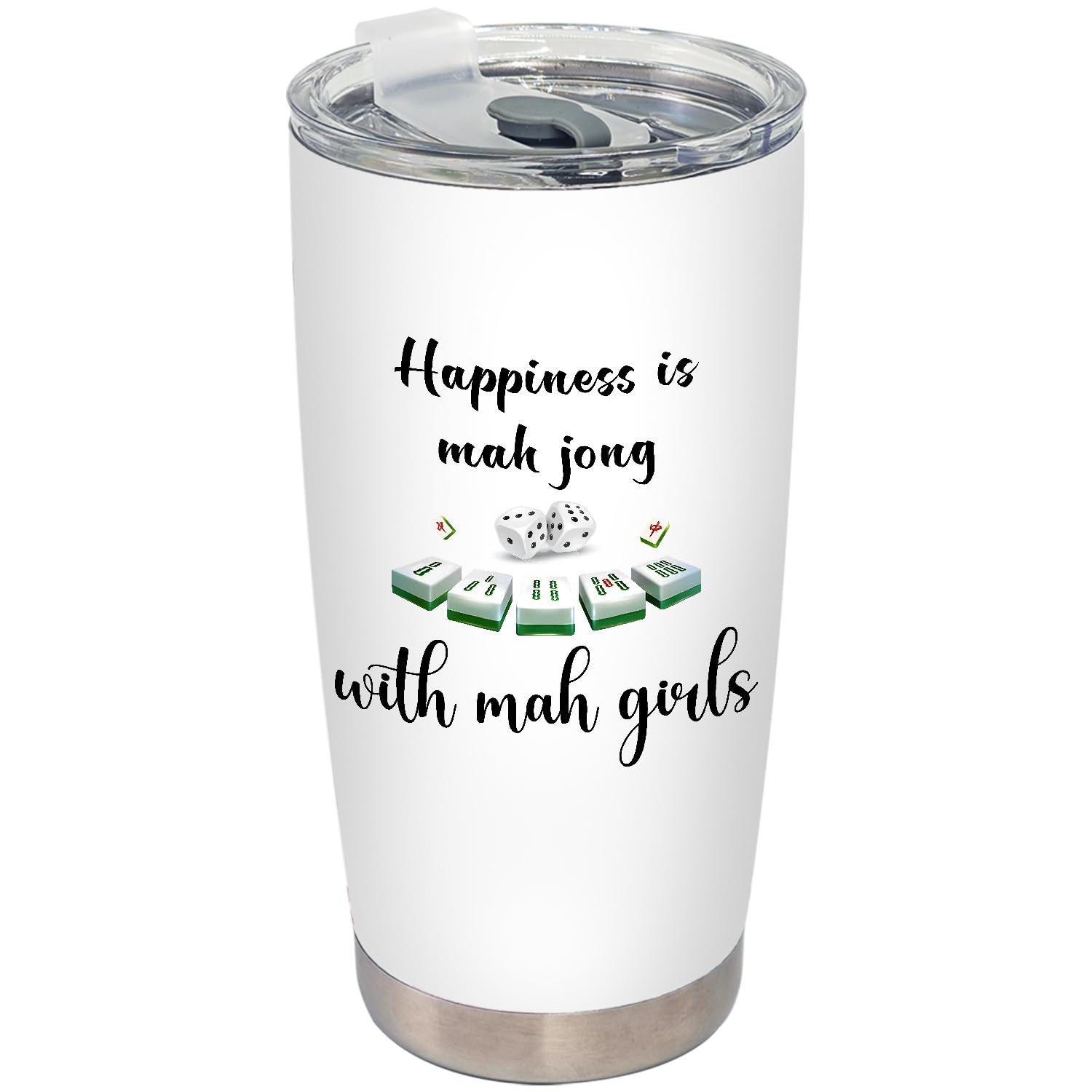 BEHIFL mahjong gifts tumbler with lid and straw for on-the-go sipping.