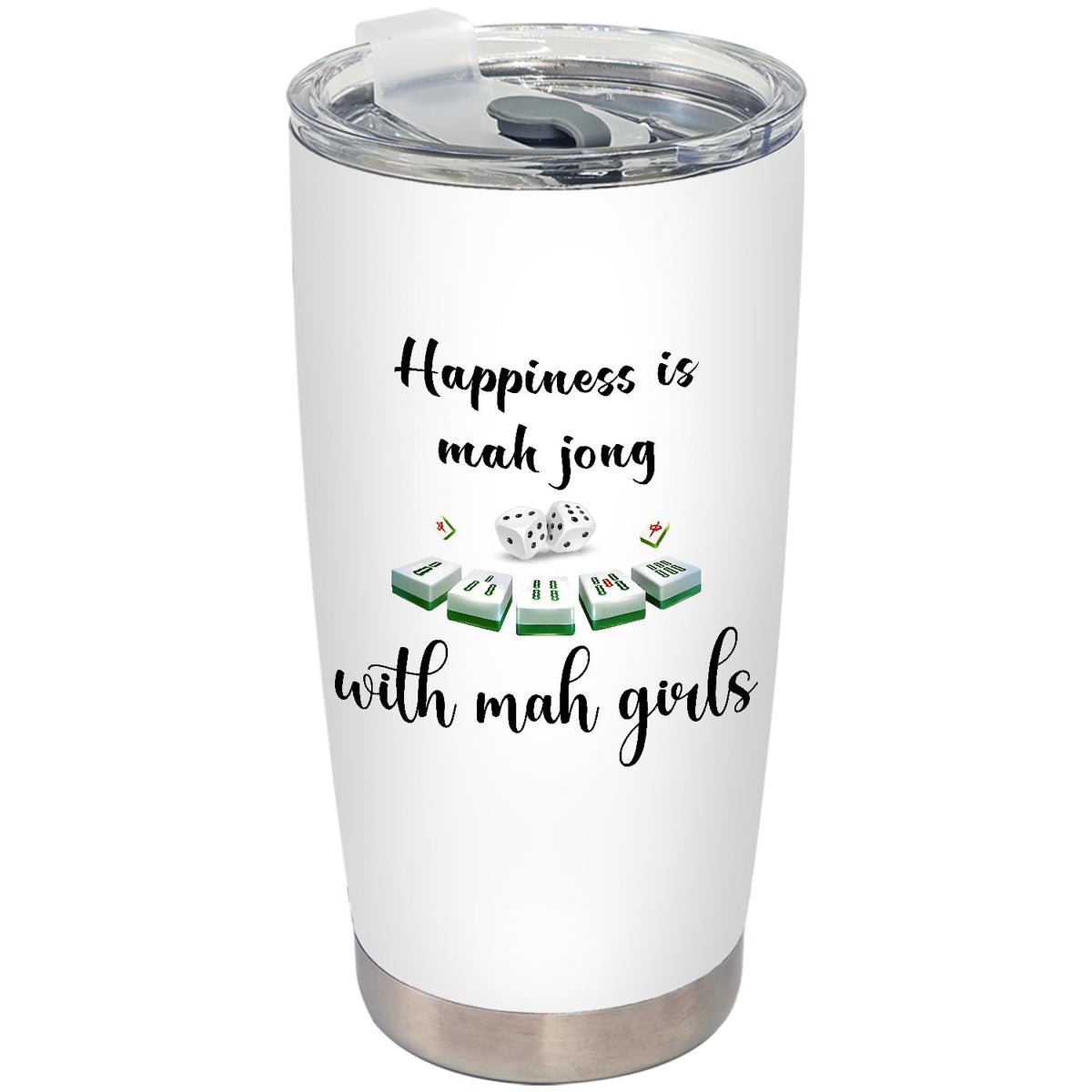BEHIFL mahjong gifts tumbler with lid and straw for on-the-go sipping.