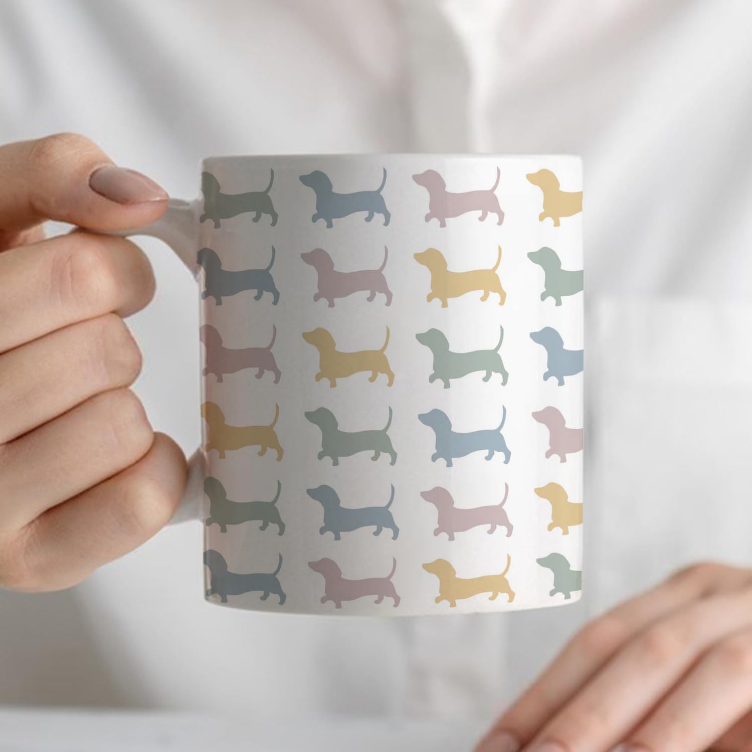 BEHIFL Colorful print on mug resists peeling for lasting appeal.