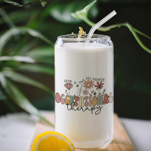 BEHIFL stylish glass coffee cup with bamboo lid and straw, ideal for on-the-go sipping.