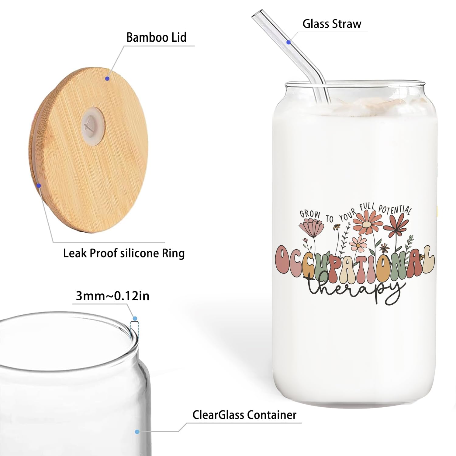 BEHIFL versatile glass cup suitable for home, office, and travel use.