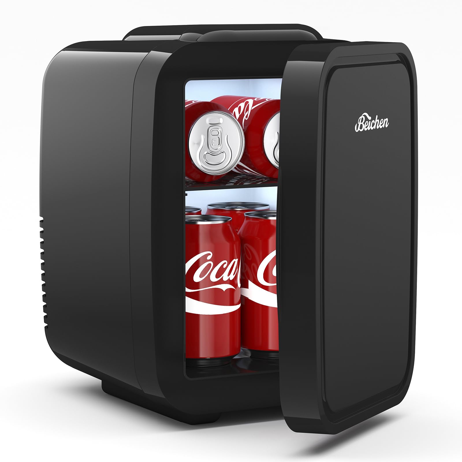 BEICHEN Mini Fridge compact desk setup keeps skincare and drinks cool and accessible.