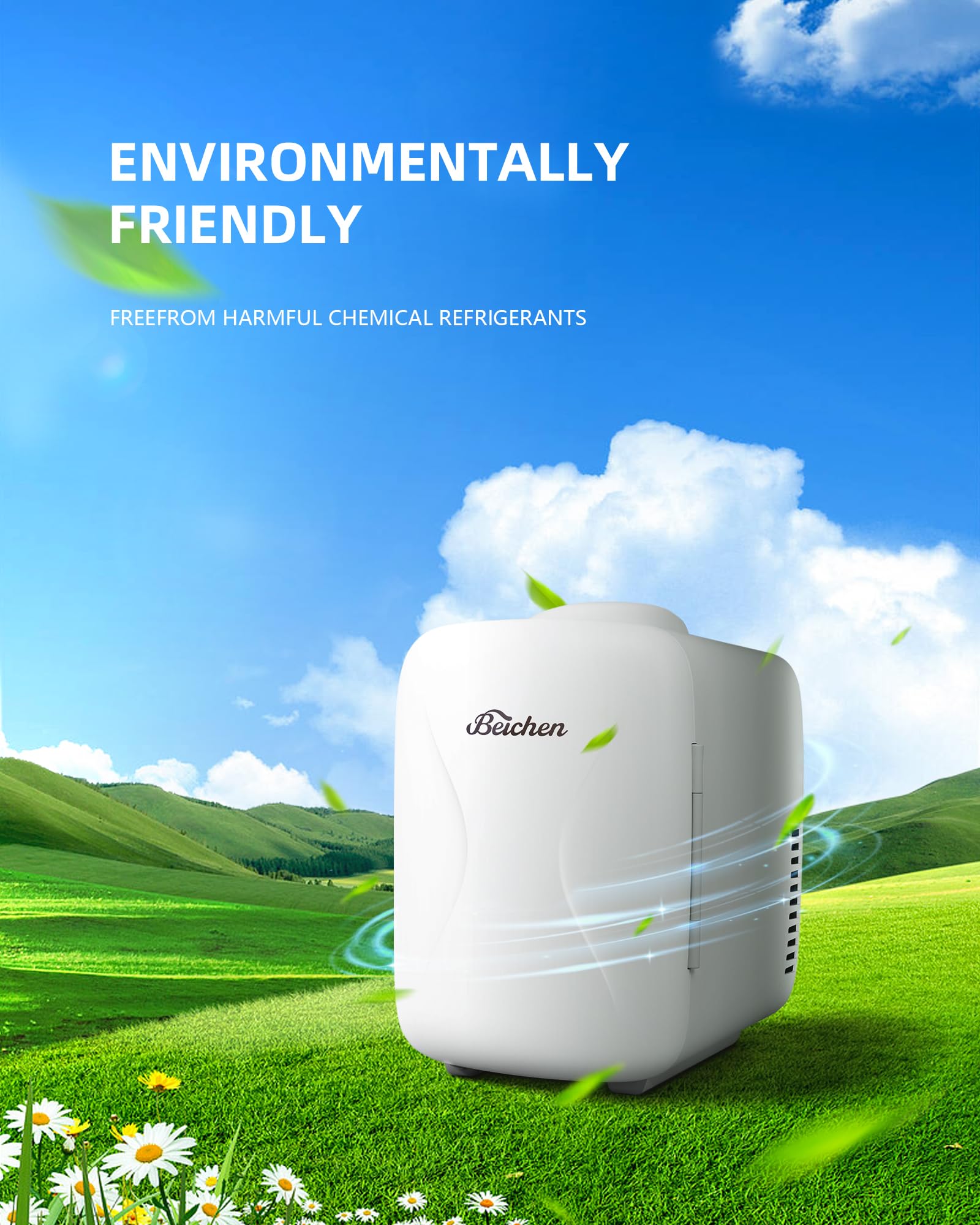 BEICHEN Mini Fridge cosmetics storage suitable for home or travel.