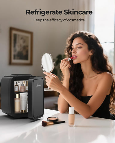 BEICHEN Mini Fridge fast cooling preserves skincare and beverages.