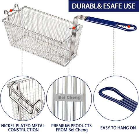 Bei Cheng fryer basket with hook for hanging on fryer bar