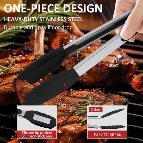 Beieverluck 12-inch silicone tongs ideal for grilling and large pieces.