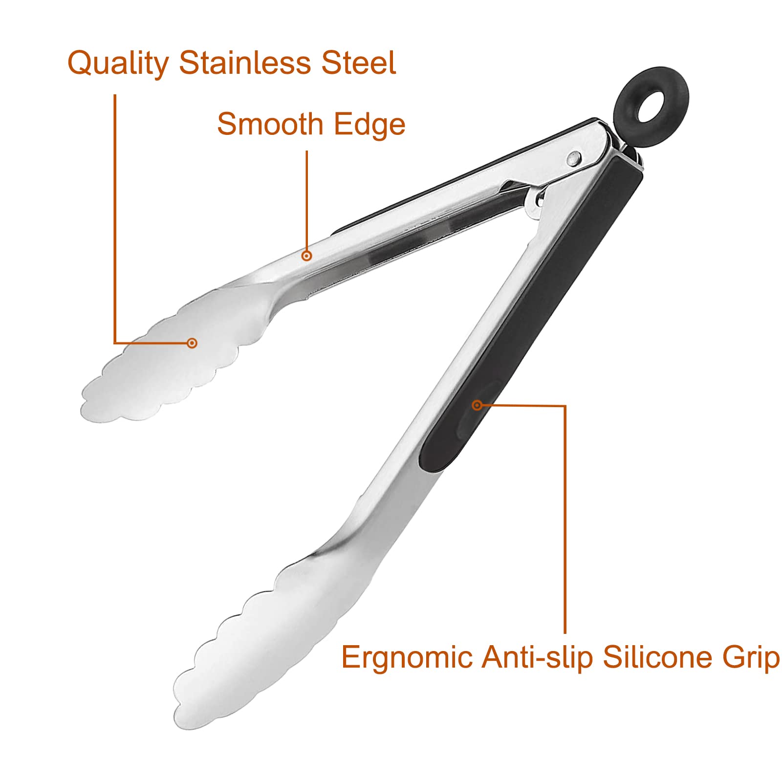 Beieverluck 12-inch tongs extend reach for outdoor grilling and large pots.