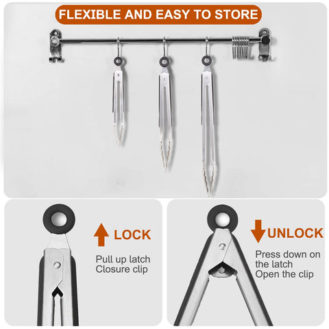 Beieverluck 9-inch tongs offer sturdy grip for turning burgers and more.