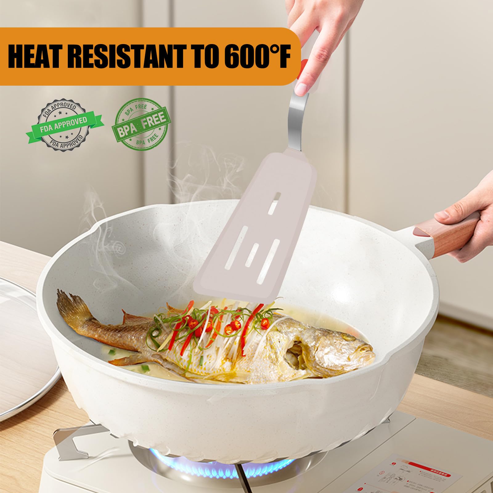 Beijiyi 600°F heat-resistant spatulas with steel core handle