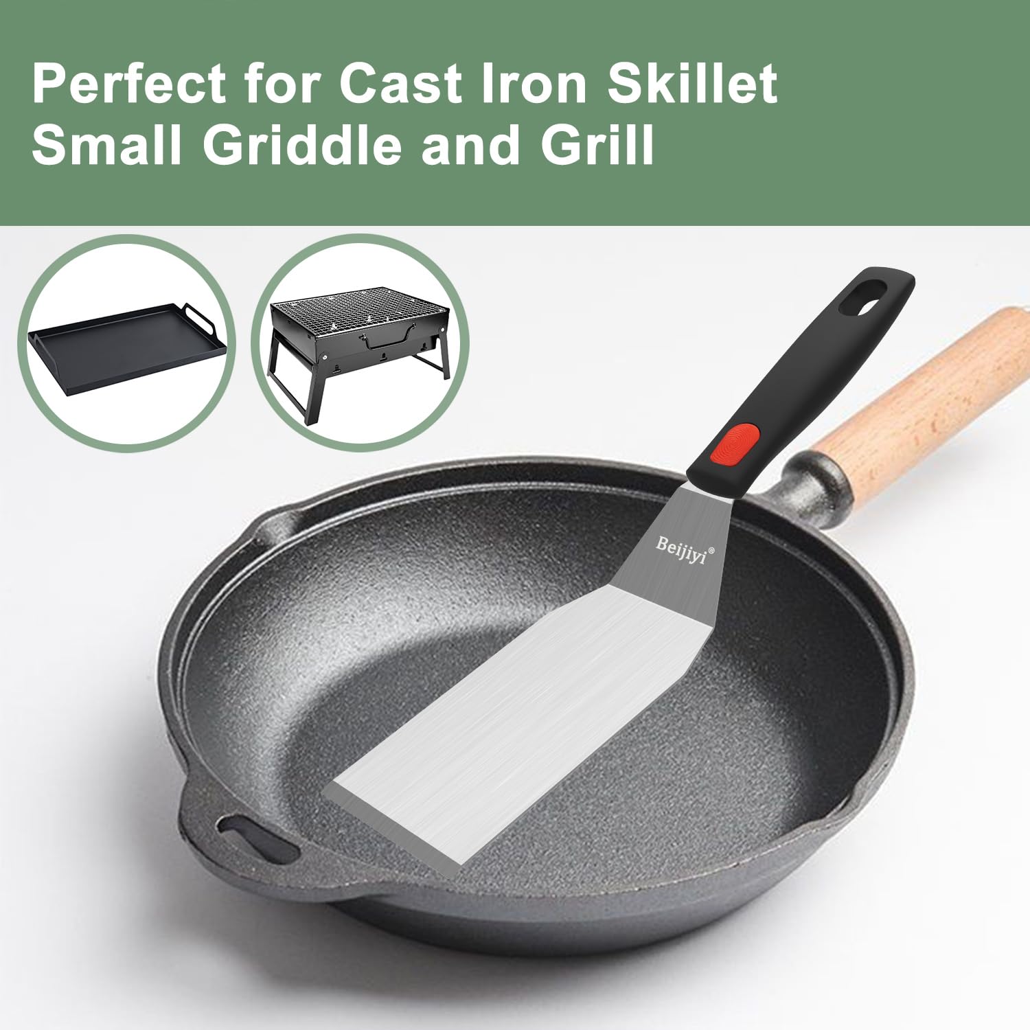 Beijiyi easy-clean spatula with polished finish and dishwasher safe design.