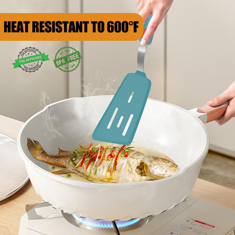 Beijiyi flexible beveled-edge spatula slides under food with strength.