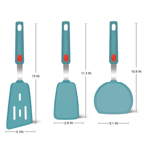 Beijiyi high-heat spatula blue resists up to 600°F for hot pans.