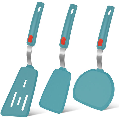 Beijiyi silicone spatula turner set blue ideal for nonstick pans and easy flipping.