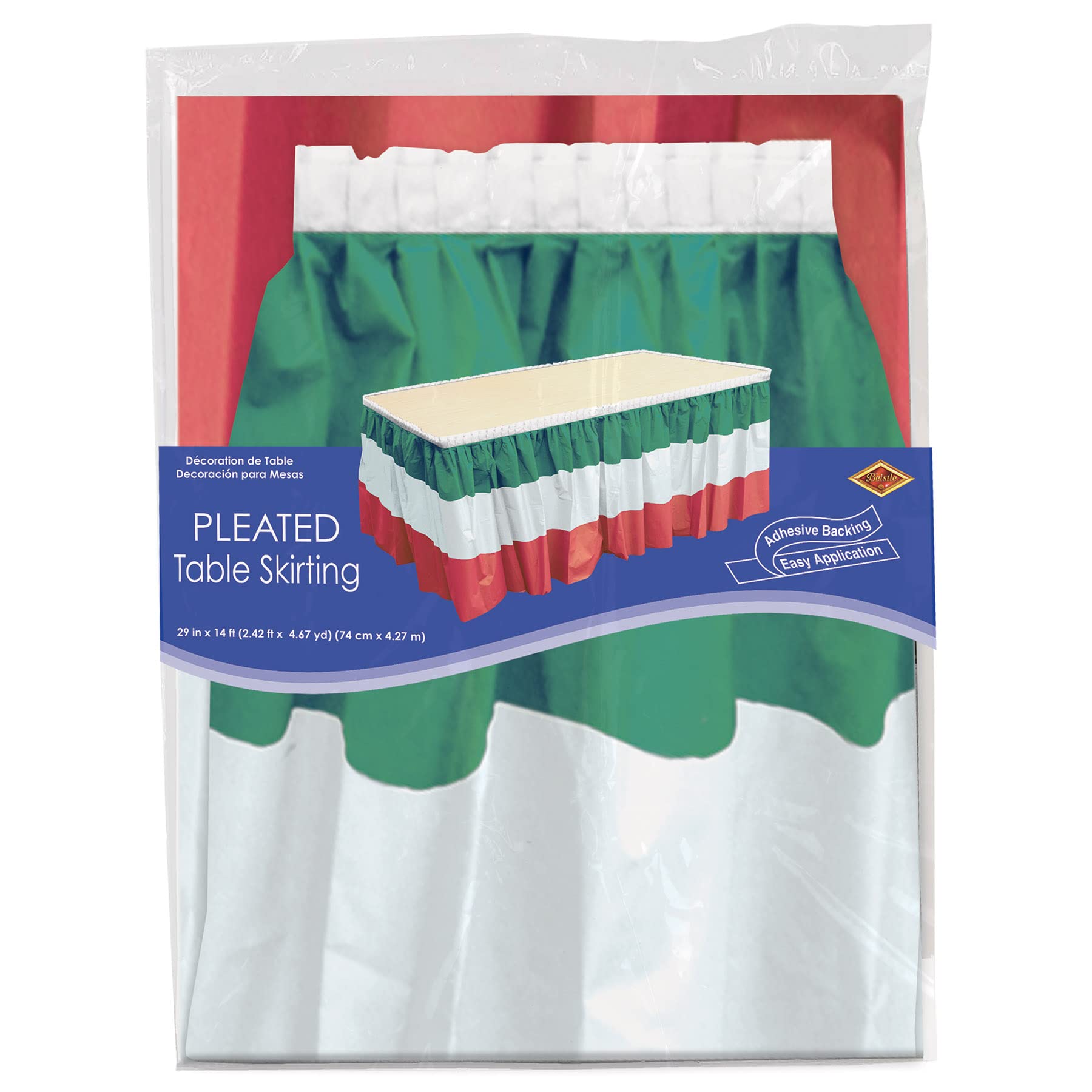 Beistle 29 inch by 14 foot skirt adds colorful border for party tables.