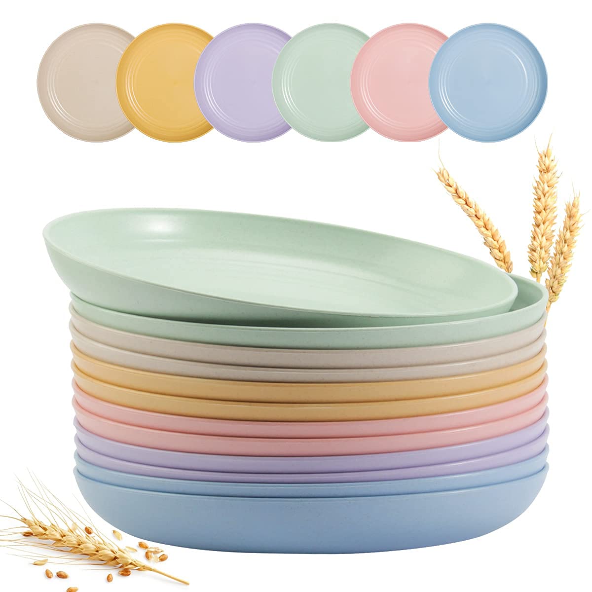 BEIUTAO 12-pack 9-inch plates close-up, durable everyday dining option.