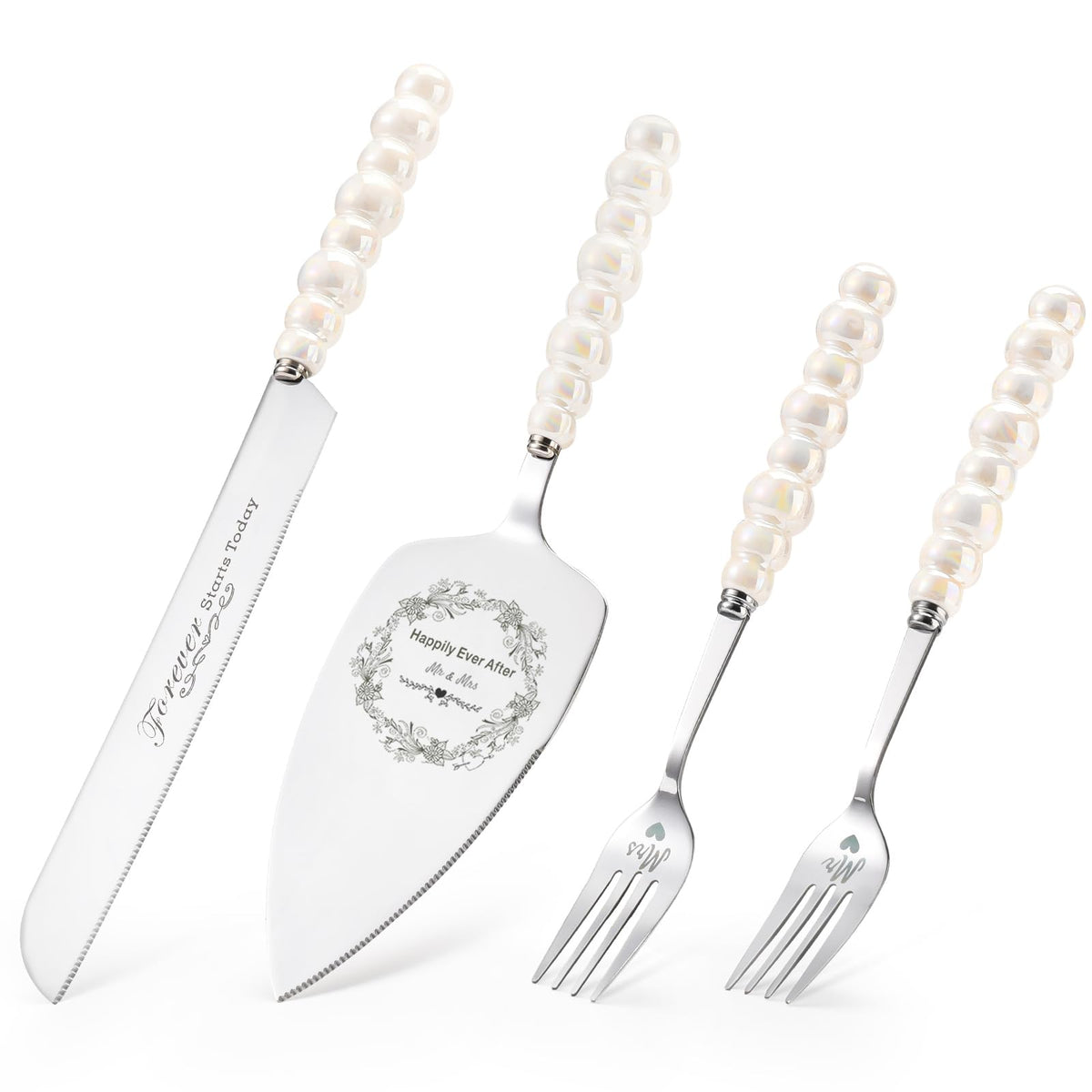 BEKESIN wedding knife with ceramic pearl handle for elegant cake cutting.