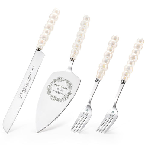 BEKESIN wedding knife with ceramic pearl handle for elegant cake cutting.