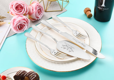 BEKESIN silver cake cutting set enhances wedding table aesthetics