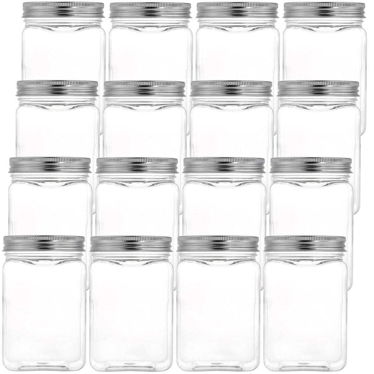 Bekith 16-pack clear jars with wide-mouth for easy filling.