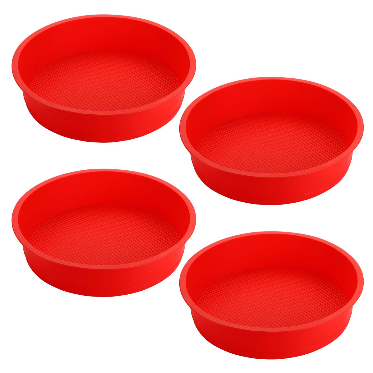 Bekith 4-pack 9-inch silicone round cake pans ready for easy release
