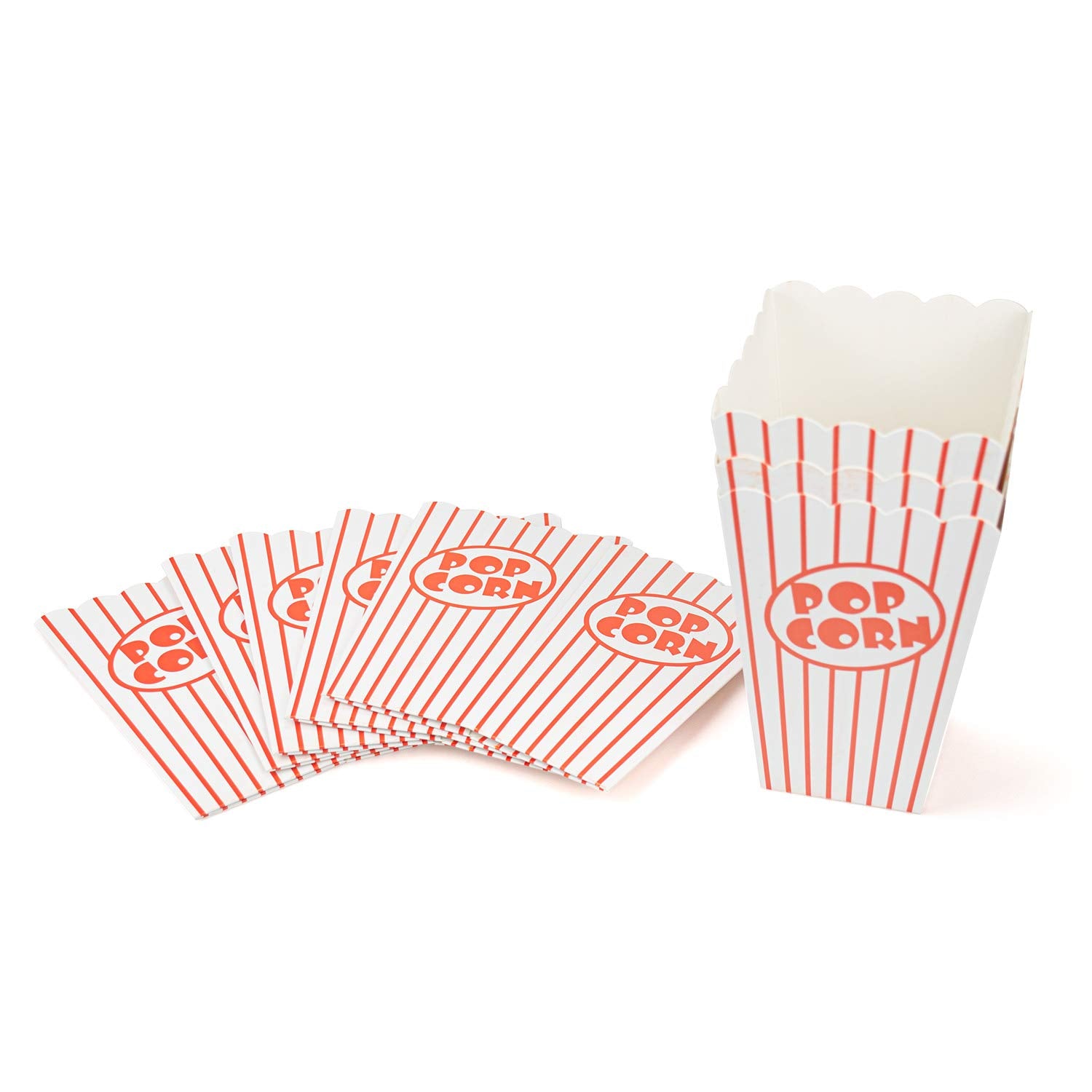 Bekith 100-pack striped popcorn boxes for gatherings and family movie nights