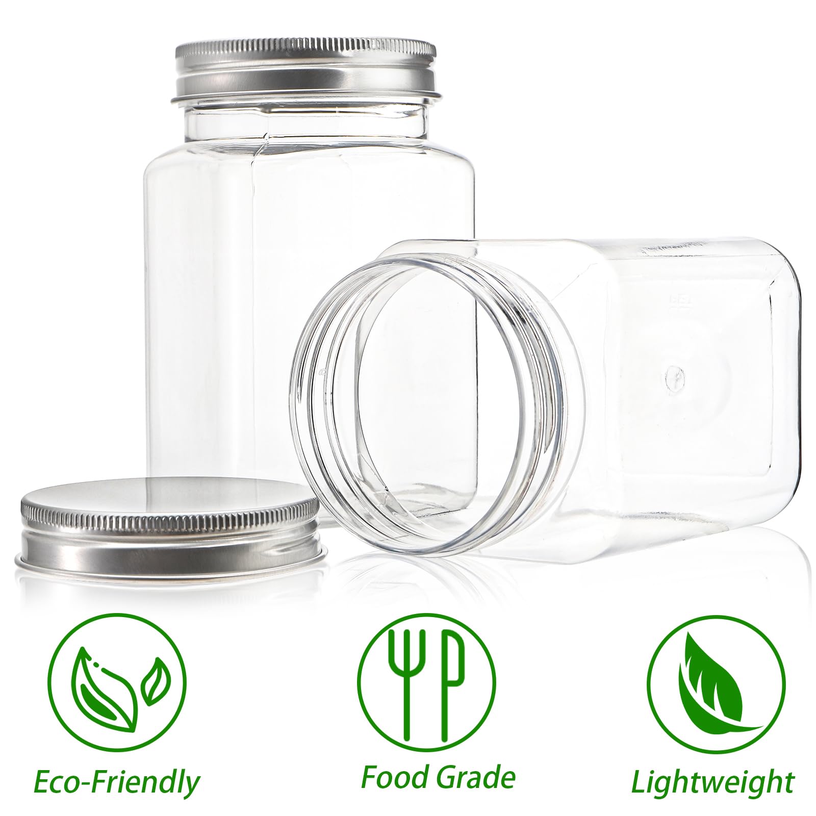 Bekith jars with silver lids provide a tight seal and freshness.