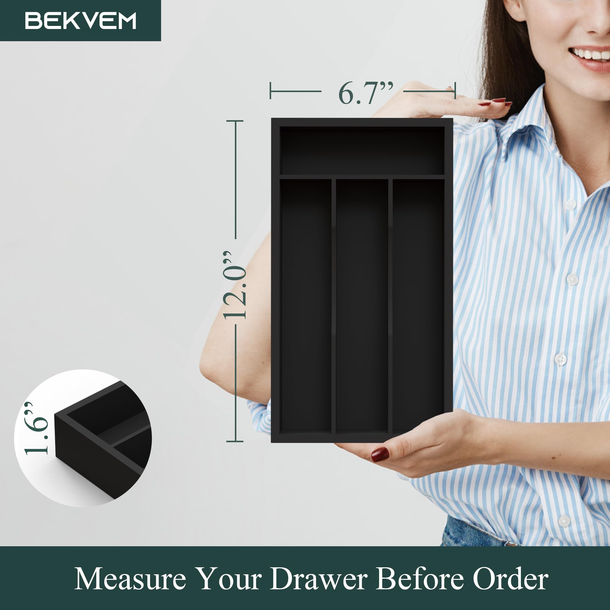 BEKVEM bamboo-kitchen-drawer-organizer easy-clean-surface resists wear