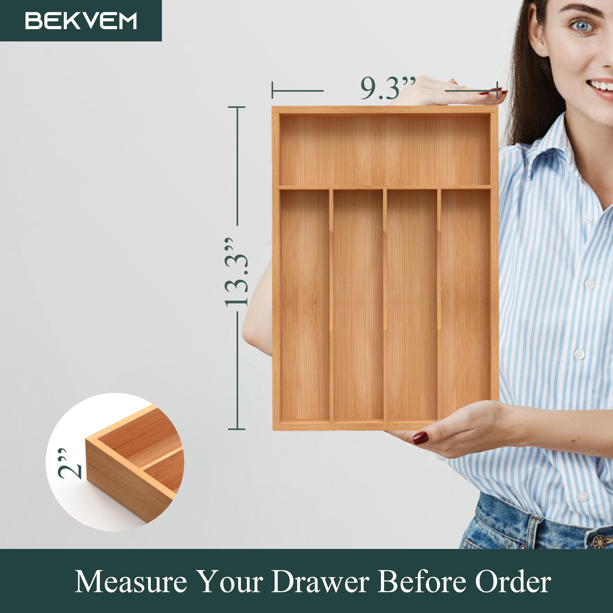 BEKVEM bamboo organizer doubles as office or craft storage beyond the kitchen.